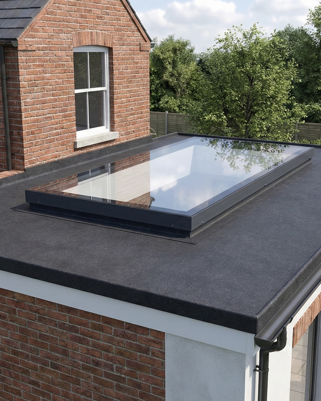 Brightside flat glass rooflights on a flat roof