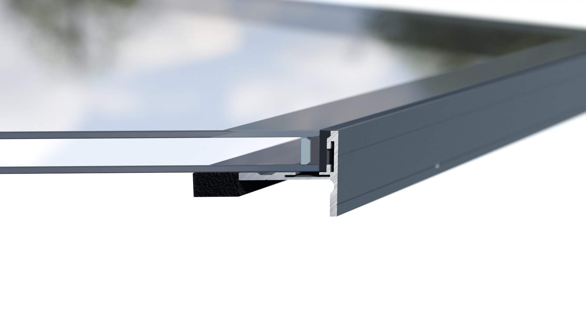 Brightside aluminium rooflight frame cross-section